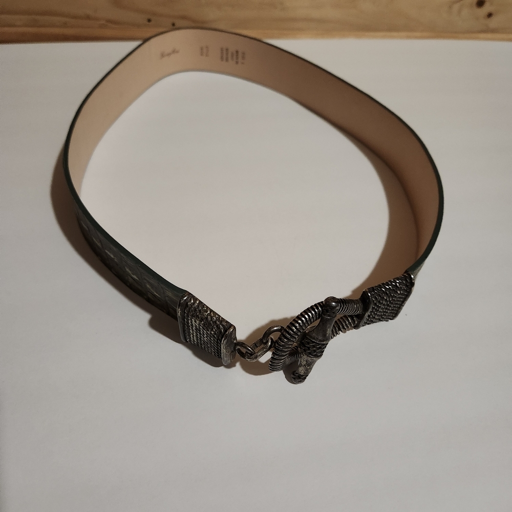 Garuglieri Italian Large Embossed Croc Leather Belt.
